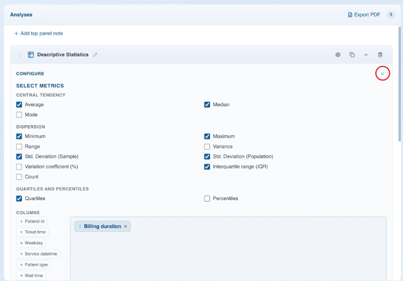 Analysis configuration